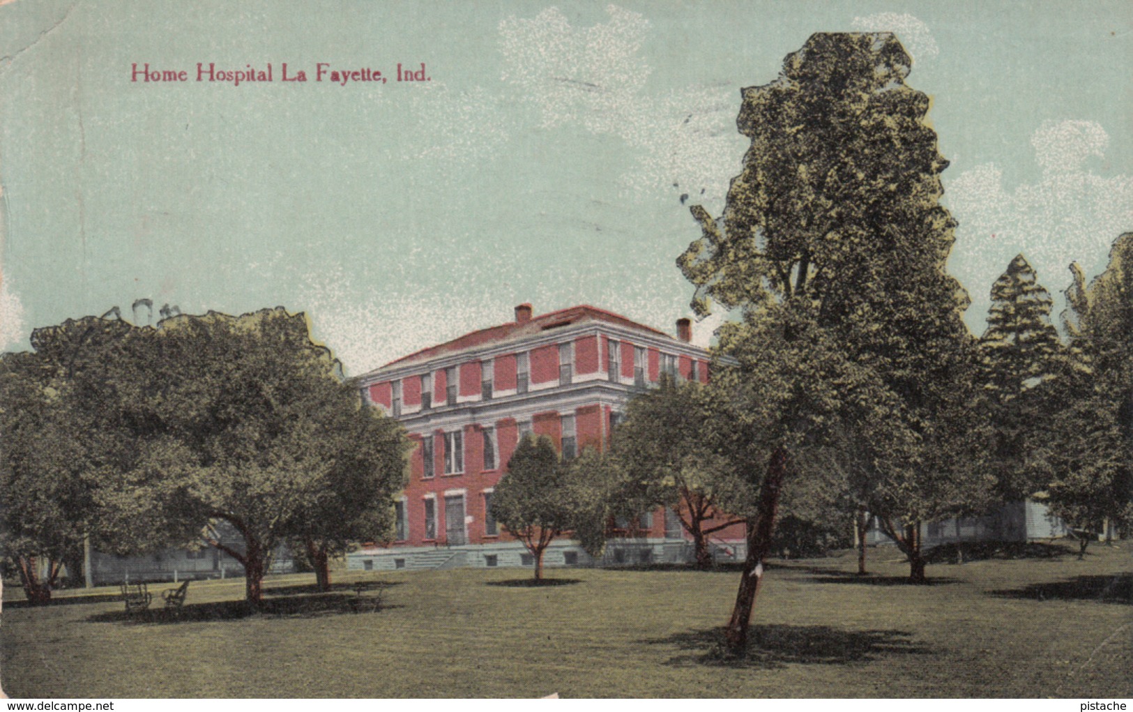 Antique Post Card 1913 - Lafayette Indiana - Home Hospital - Stamp & Postmark 1913 - 2 Scans - Lafayette