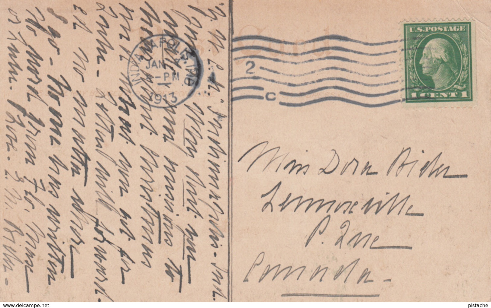 Antique Post Card 1913 - Lafayette Indiana - Home Hospital - Stamp & Postmark 1913 - 2 Scans - Lafayette