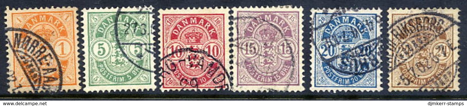 DENMARK 1895-1901 Arms Definitive Perforated 12¾ Set Of 6  Used.  Michel 34-36ZB, 37-39 - Usati