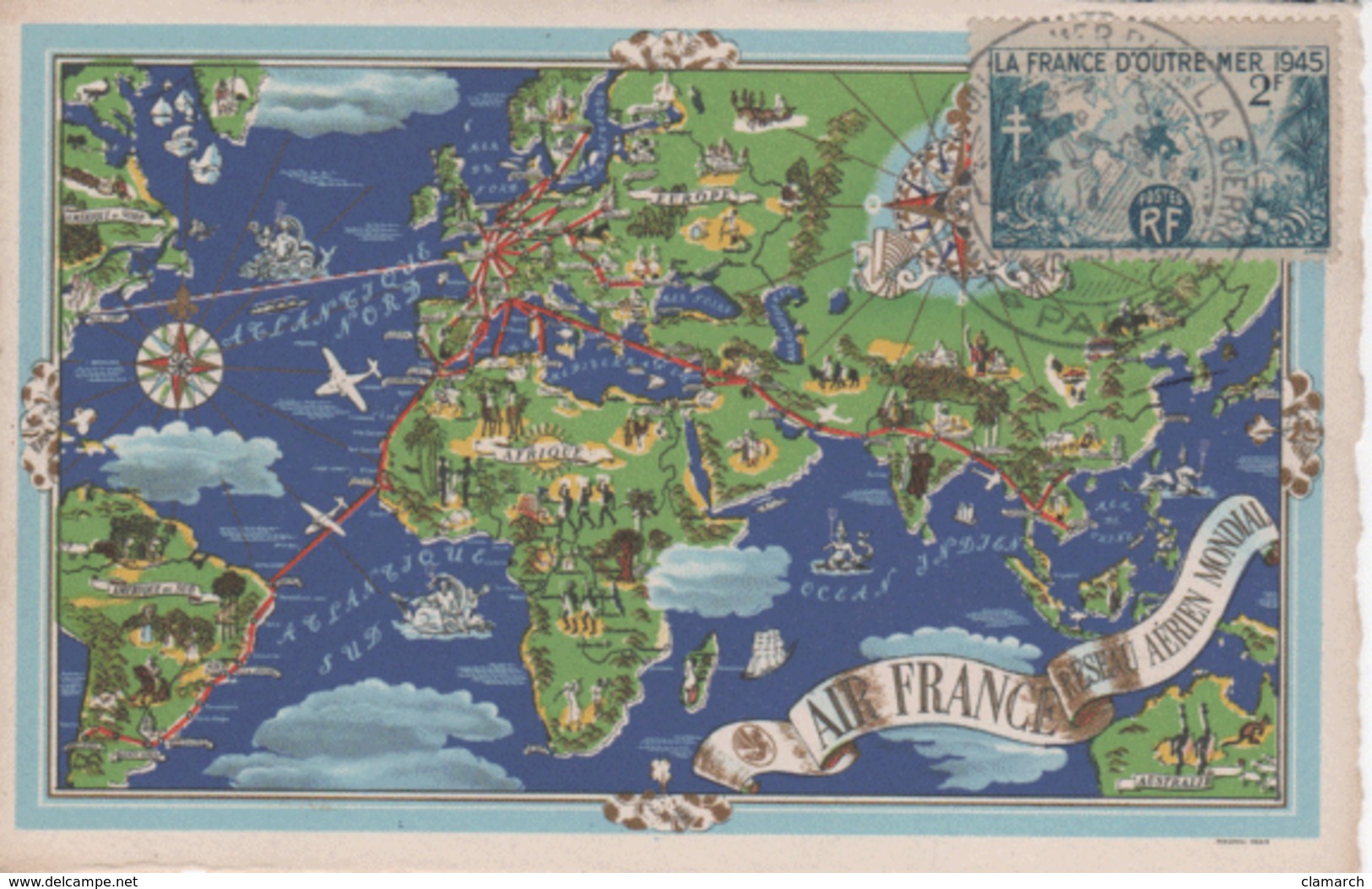 FRANCE-Carte Maximum-la France D'Outre-Mer-cachet De Paris 1945 - 1940-1949