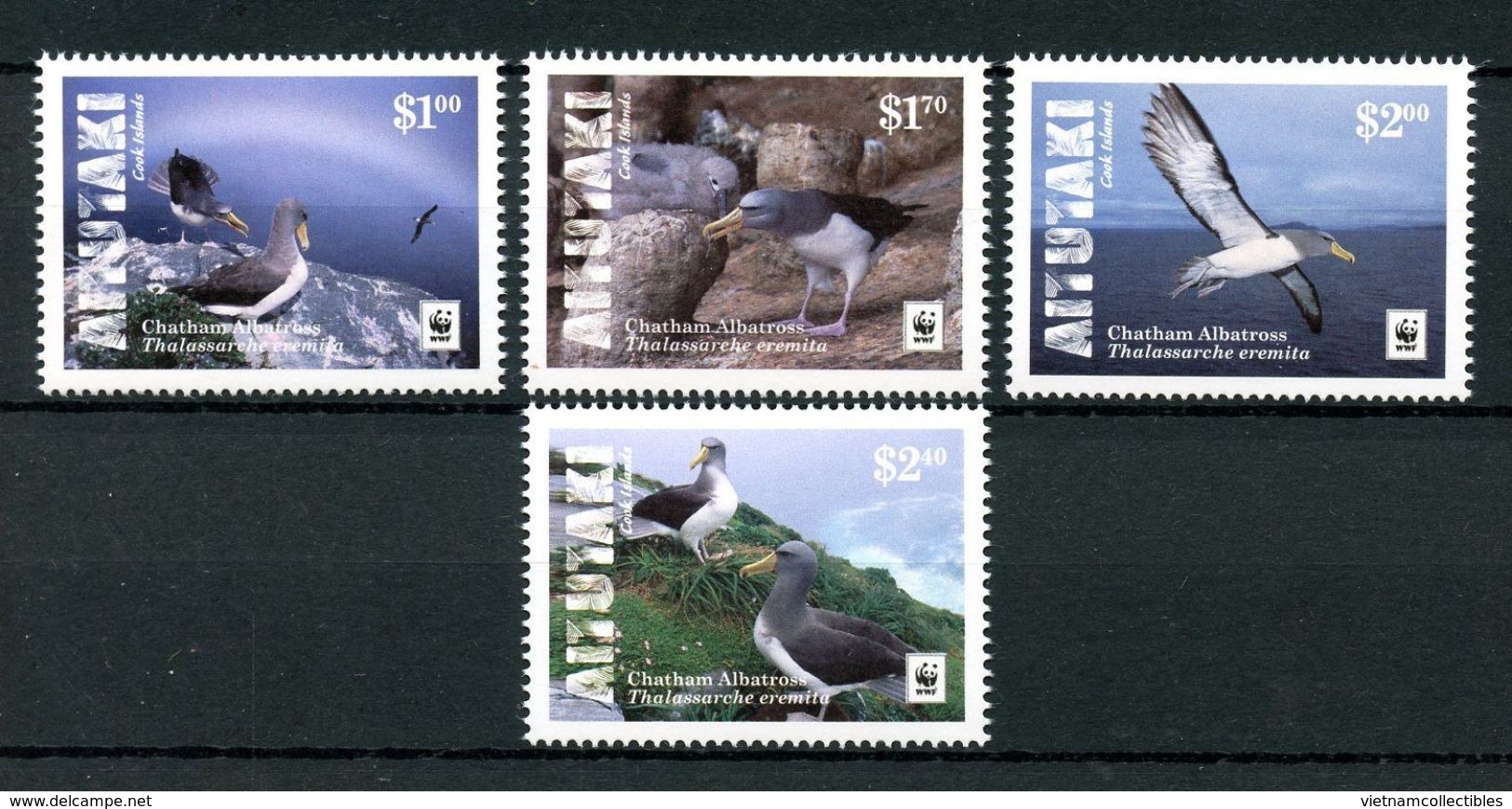 WWF W.W.F. Aitutaki Cook Islands MNH Perf Stamps 2016 : Chatham Albatross Bird - Unused Stamps