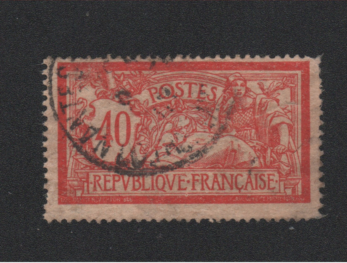 N°119c 40 C MERSON 119 C Sans Teinte De Fond Oblitéré Signé Dent Faible - 1900-27 Merson