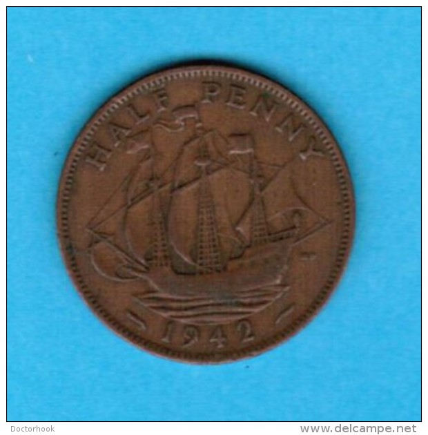 GREAT BRITAIN   1/2 PENNY 1942 (KM # 844) #5099 - C. 1/2 Penny