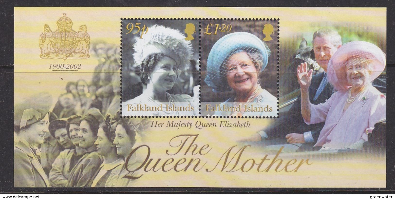 Falkland Islands 2002 Queen Mother M/s ** Mnh (37915a) - Falklandeilanden