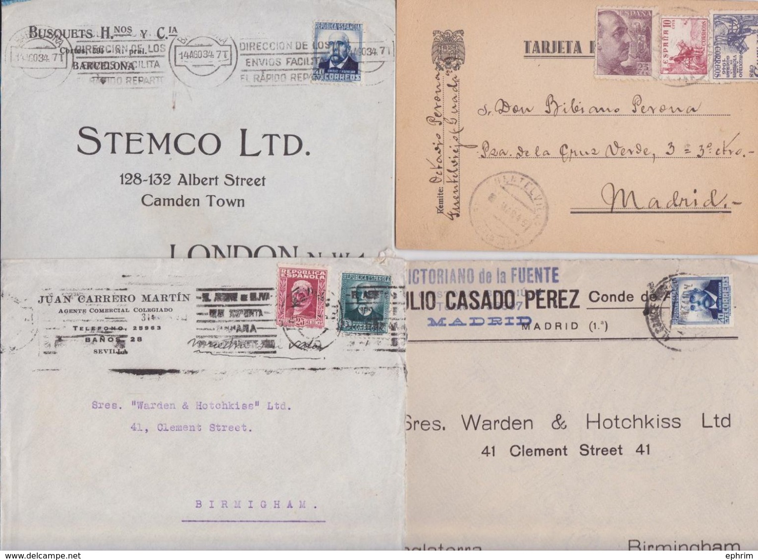 ESPAGNE - ESPAÑA - SPAIN - Lot De 12 Enveloppes Timbrées Et Entiers Postaux - Tarjeta Postal - Lettres & Documents