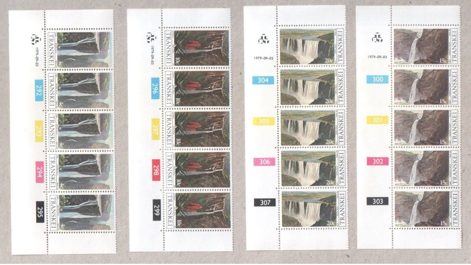 Transkei 1979 Waterfalls Set Blocks Of MNH Stamps - Transkei