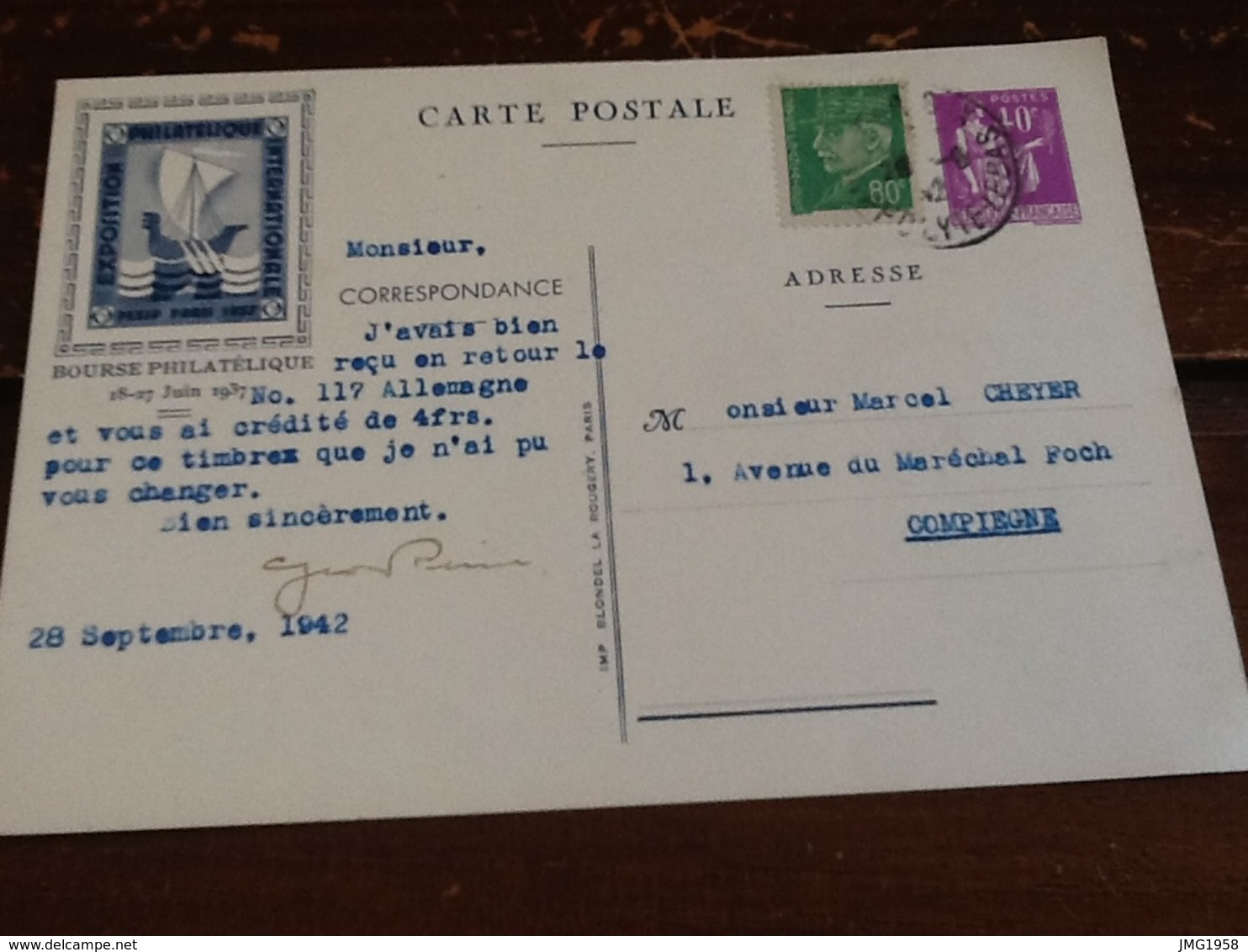 SUPERBE CARTE  PEXIP PARIS 1937 - Lettres & Documents
