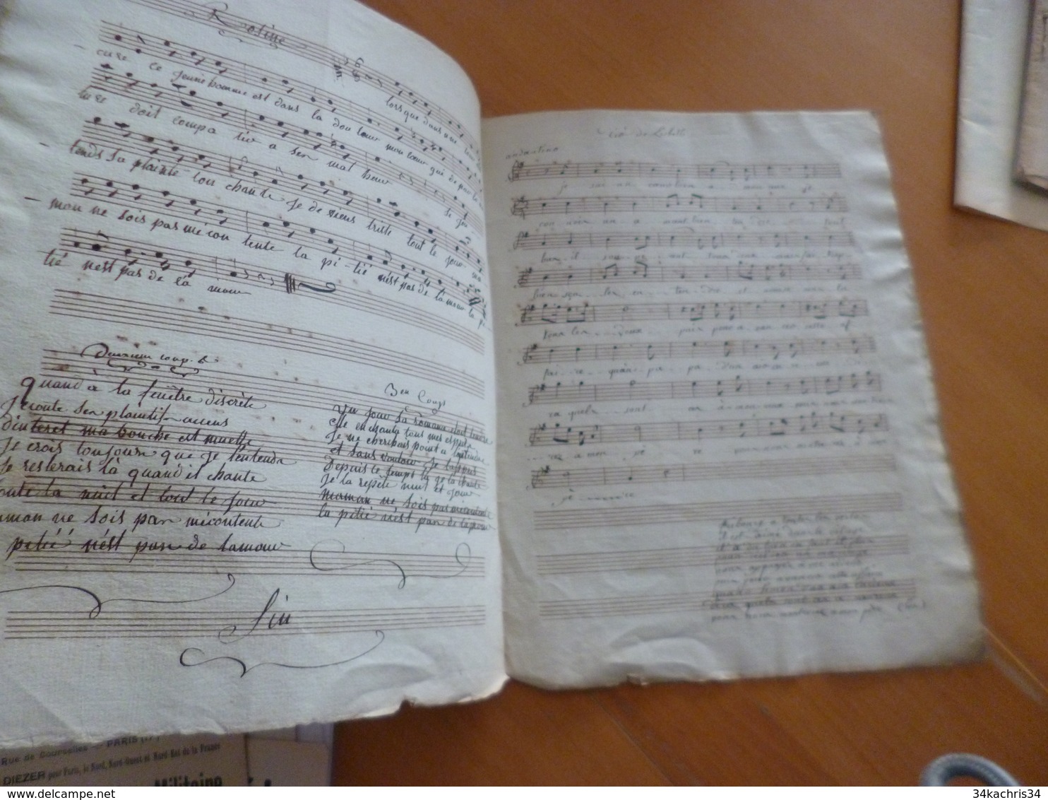 Partition Manuscrite 4 Pages Opéras Séparés Et Choisis 19ème - Operaboeken