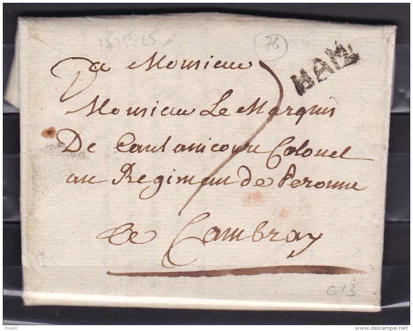Somme Lettre De Ham Datée Du 21 Juin 1775  Avec  Marque L5) (ind 13) - 1801-1848: Precursors XIX