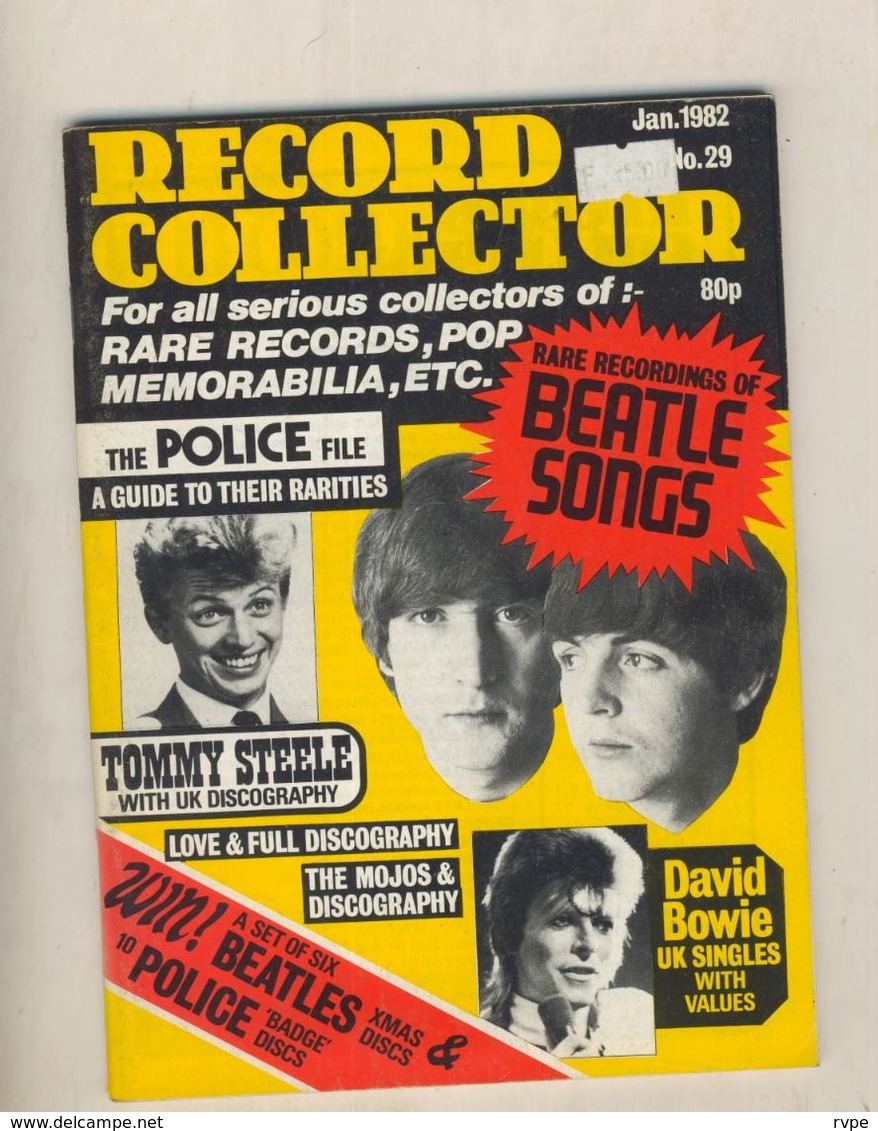 BEATLES . DAVID BOWIE    ETC ....REVUE ANGLAISE RECORD COLLECTOR N° 29 DE JANVIER  1982 - Objets Dérivés