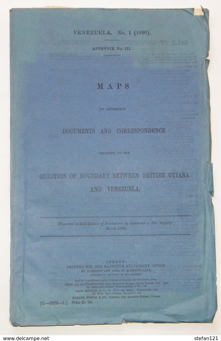 Venezuela N° 1 (1896) Appendix N° III - Maps To Accompany Documents ...Guiana .. - Géographie