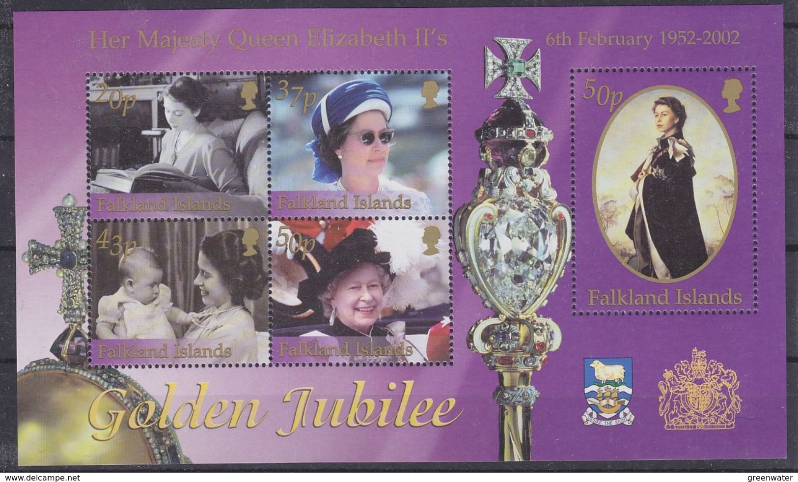 Falkland Islands 2002 Queen Elizabeth, Golden Jubilee M/s ** Mnh (37923) - Falklandeilanden