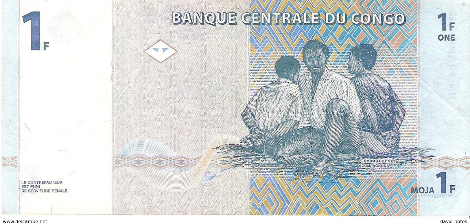 Congo - Pick 85 - 1 Franc 1997 - F - Rare - République Démocratique Du Congo & Zaïre