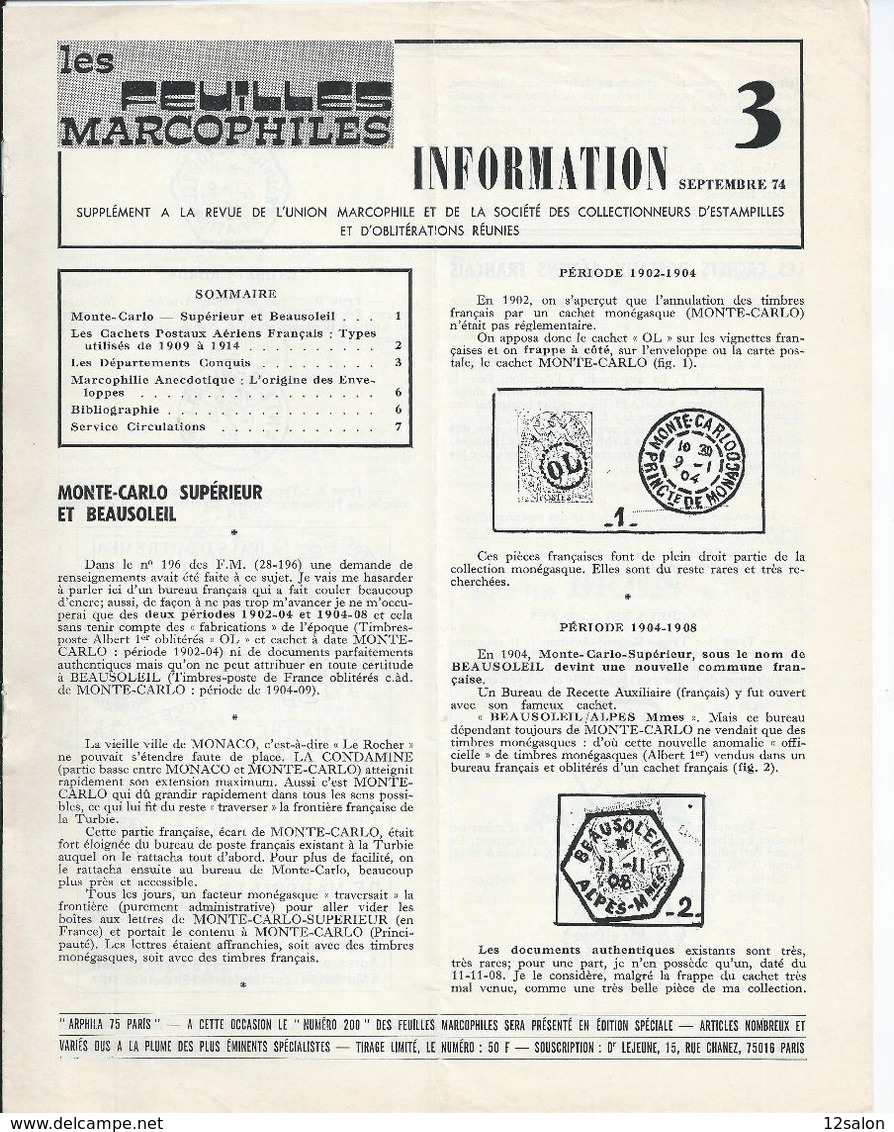 FEUILLES MARCOPHILES INFORMATION SUPPLEMENT Du N°1 à 40 (1974 à 1983) - Francesi (dal 1941))