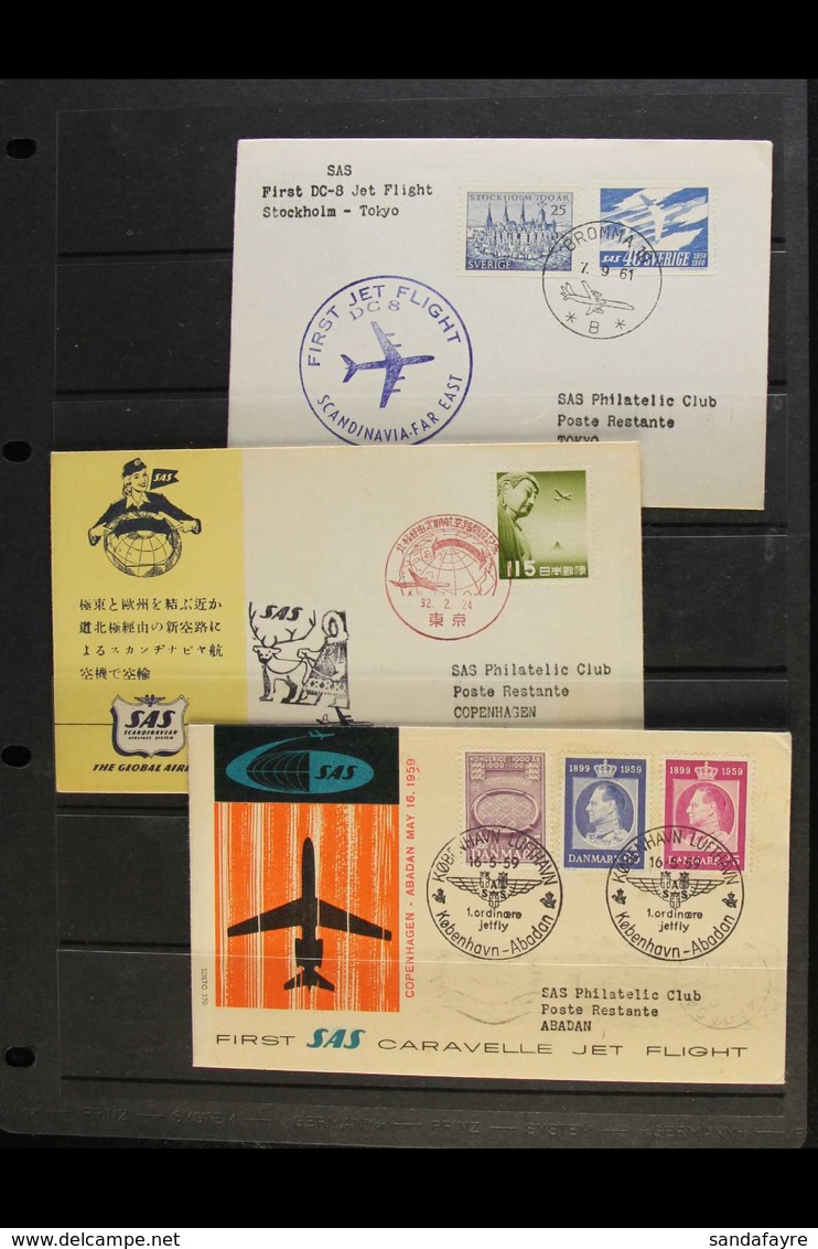 SAS - SCANDINAVIAN AIRLINES 1957-65 FLIGHT COVERS & CARDS Ranges Of First Flight Covers To Worldwide Destinations, SAS P - Other & Unclassified