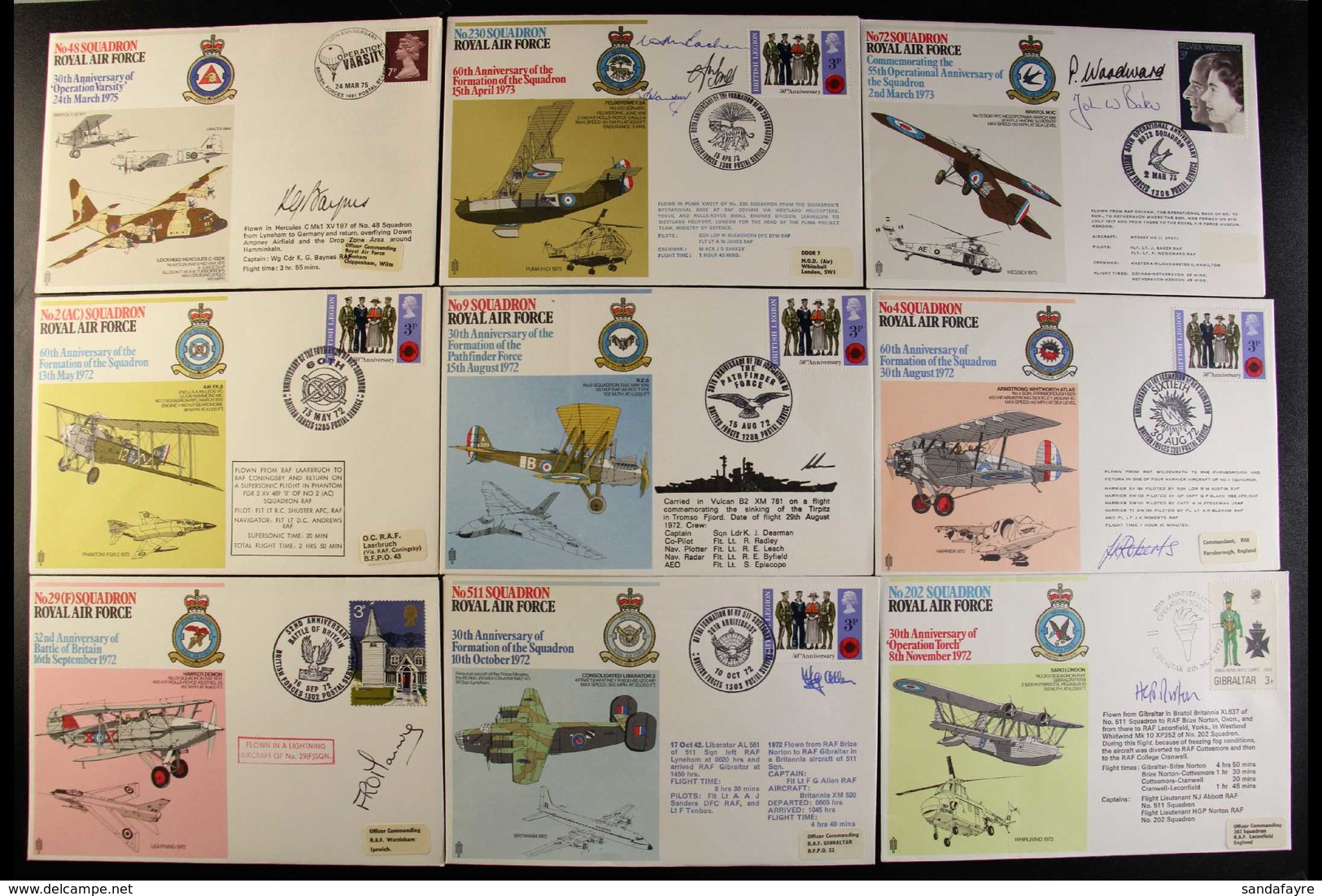 RAF SQUADRON COVERS An All Different, Signed & Illustrated Covers Collection From The 1970s, Bearing Mostly Great Britai - Sin Clasificación