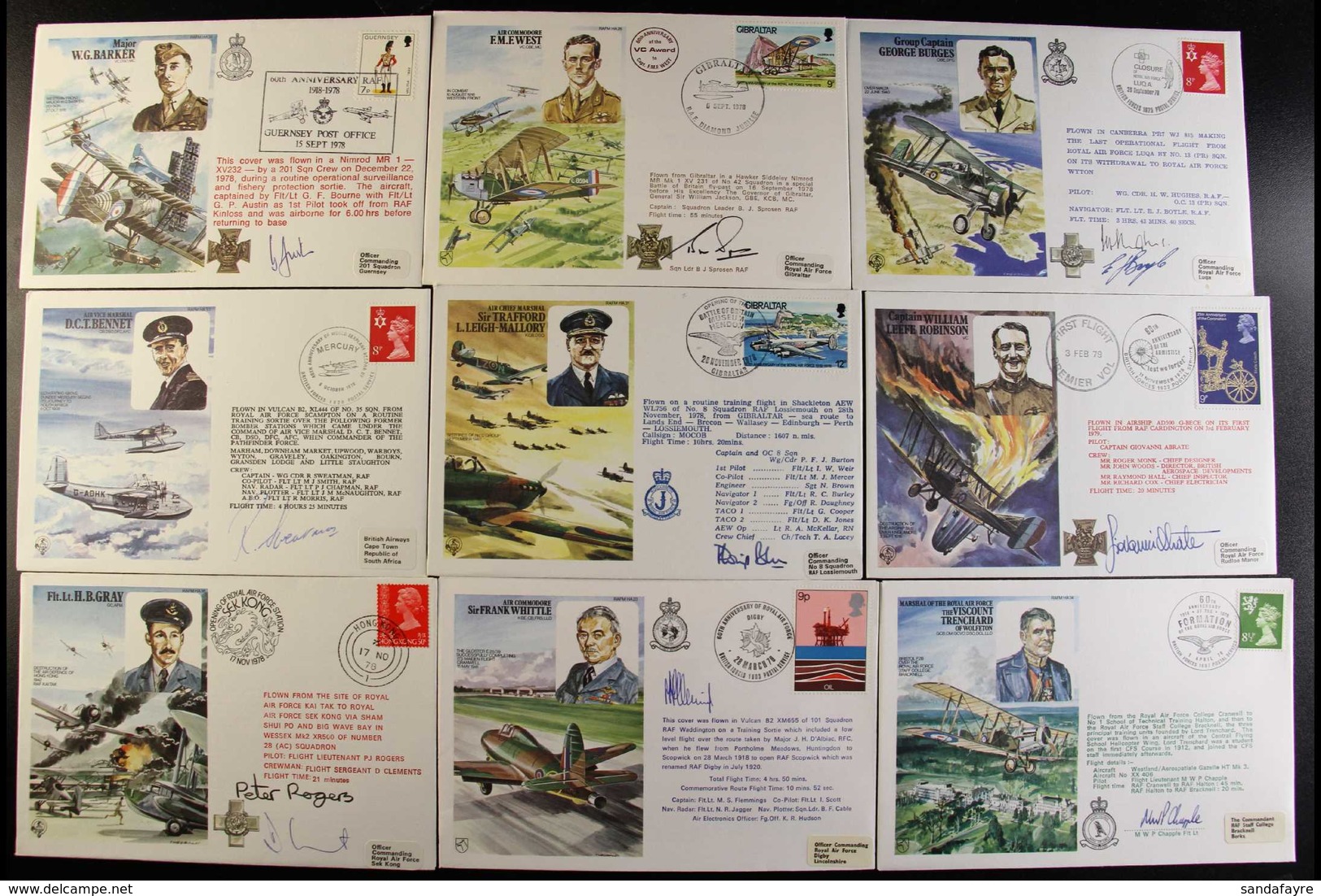 ROYAL AIR FORCE 1970-1979 Interesting, All Different Collection Of Special Illustrated Covers With Insets Of Famous Flye - Ohne Zuordnung