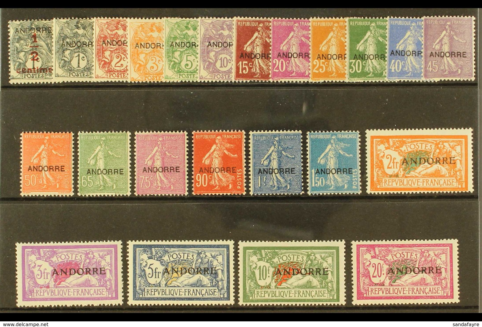 FRENCH 1931 "ANDORRE" Overprints, Complete Set, Yv 1/23, Fine Mint (23). For More Images, Please Visit Http://www.sandaf - Sonstige & Ohne Zuordnung