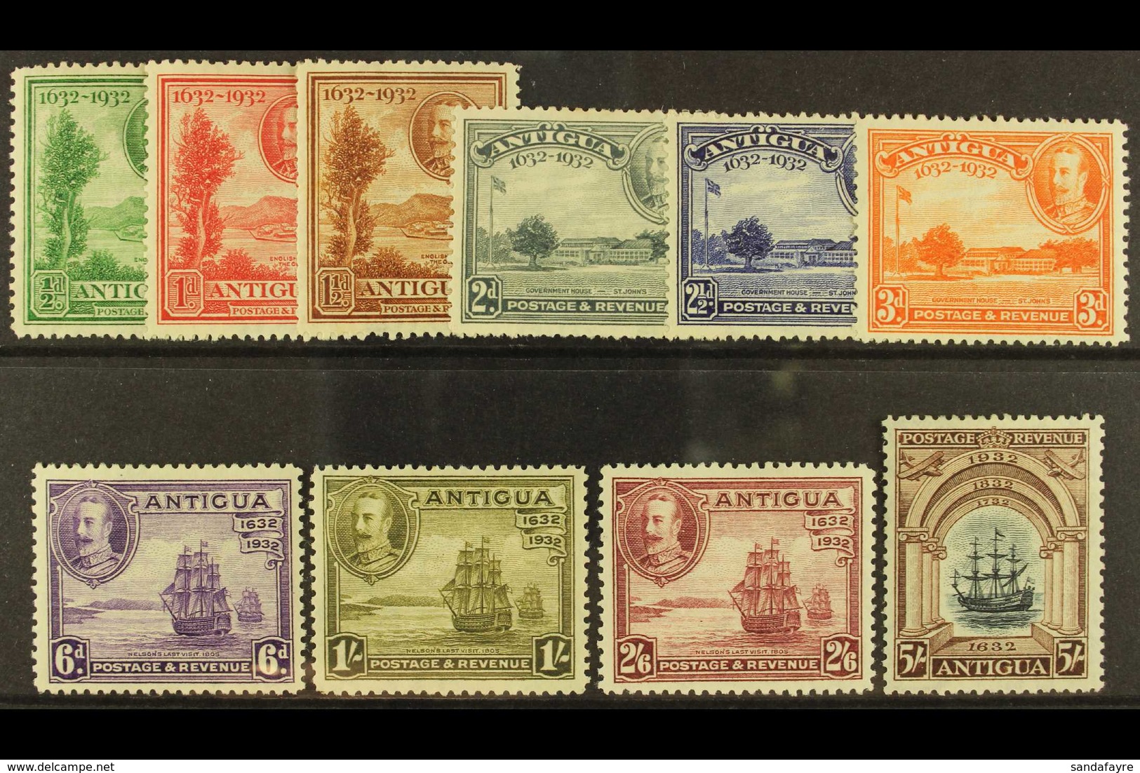 1932 Tercentenary Complete Set, SG 81/90, Fine Mint. (10 Stamps) For More Images, Please Visit Http://www.sandafayre.com - Sonstige & Ohne Zuordnung