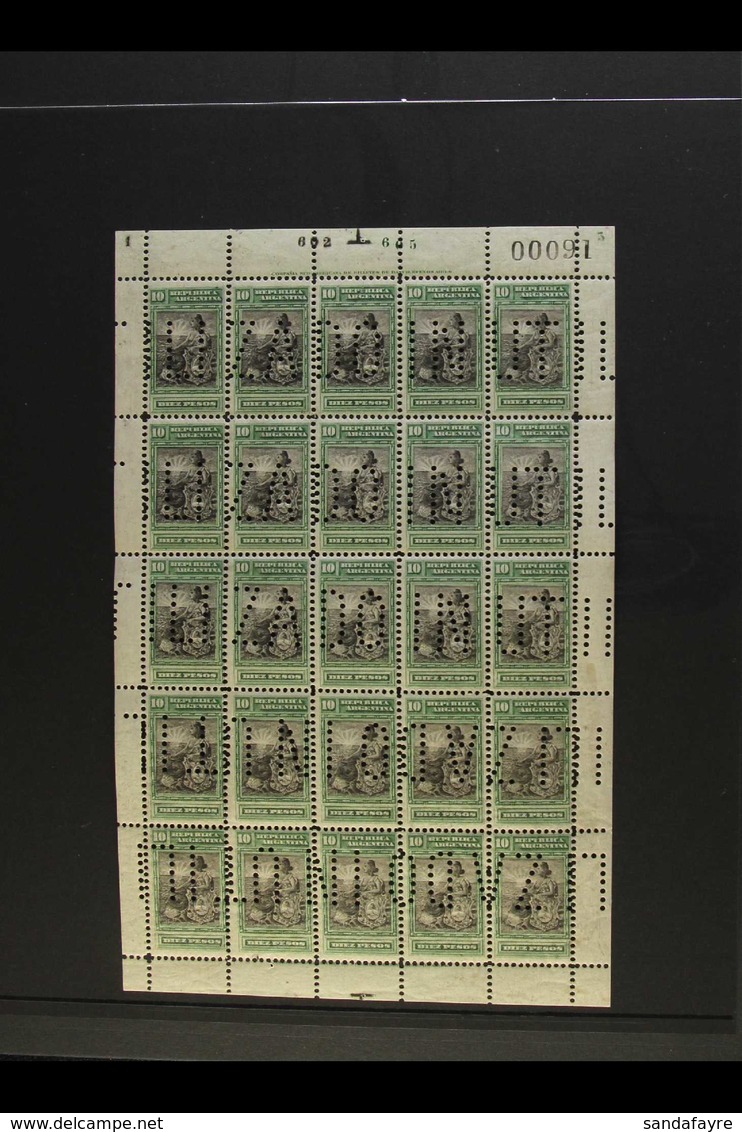 1899-1903 10p Black & Deep Green Liberty Seated (SG 240, Scott 141), Never Hinged Mint COMPLETE SHEET Of 25 With Large ' - Sonstige & Ohne Zuordnung