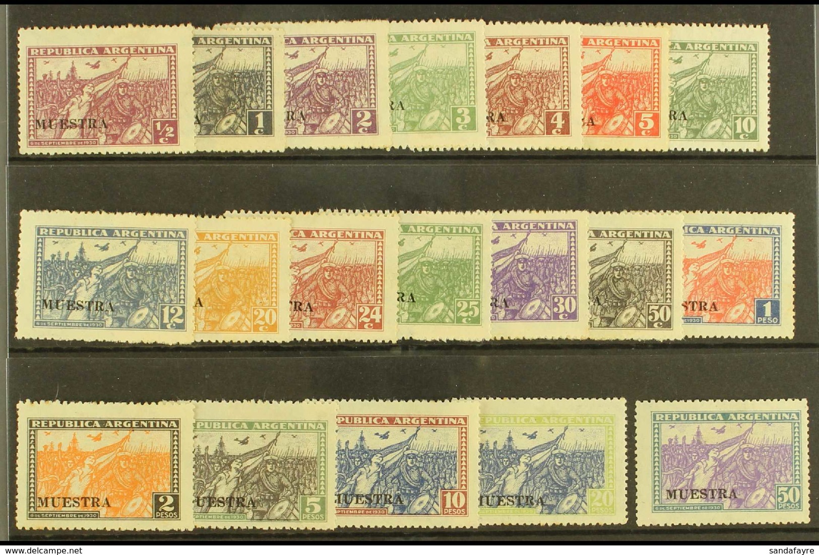 1930-31 MUESTRA OVERPRINTS. VICTORIOUS MARCH Issues To 50 Peso Bearing "MUESTRA" Overprints, SG 594, 599/610 & 611/16, A - Sonstige & Ohne Zuordnung