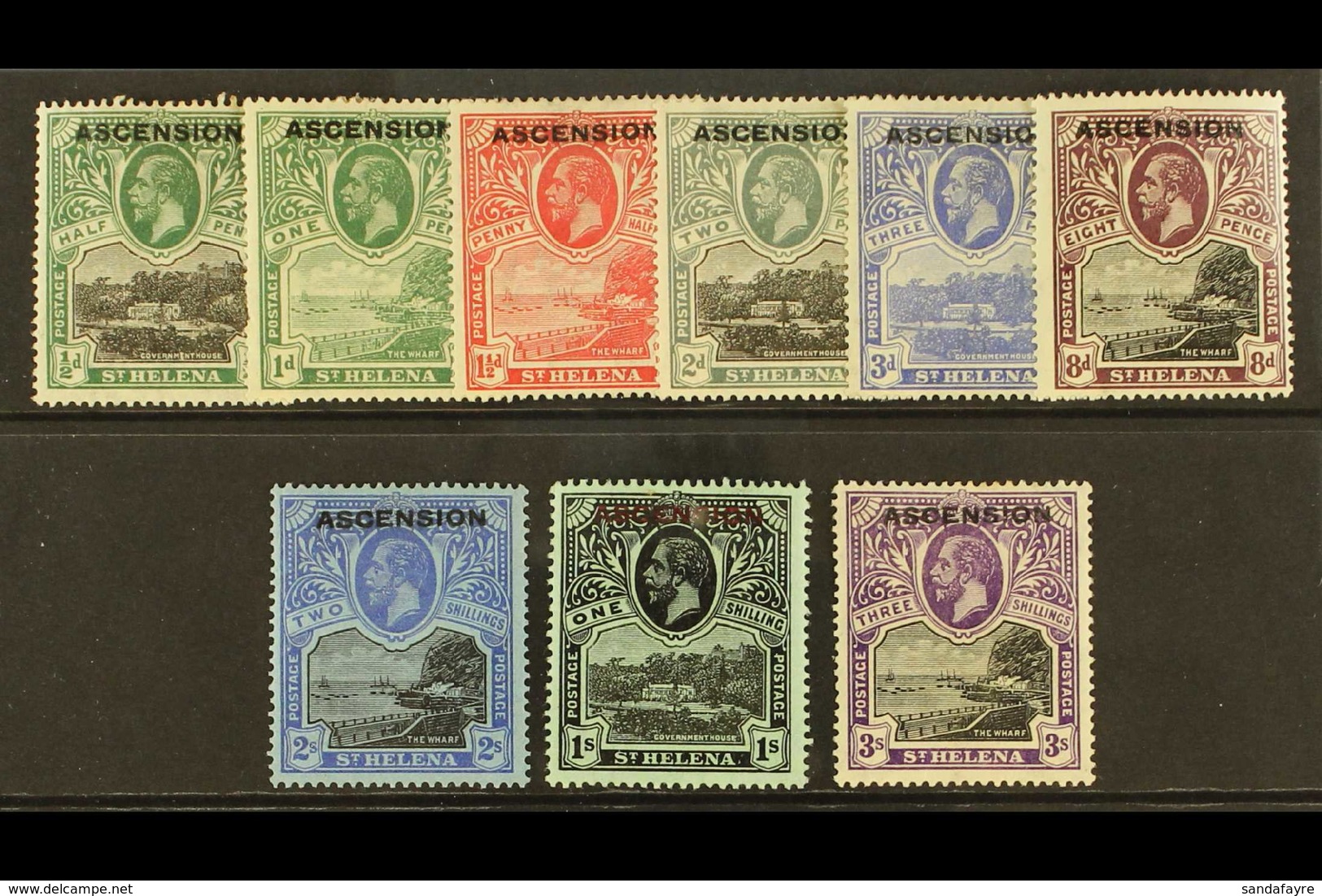 1922 "Ascension" Overprint Set, SG 1/9, Very Fine Mint. (9 Stamps) For More Images, Please Visit Http://www.sandafayre.c - Ascension (Ile De L')