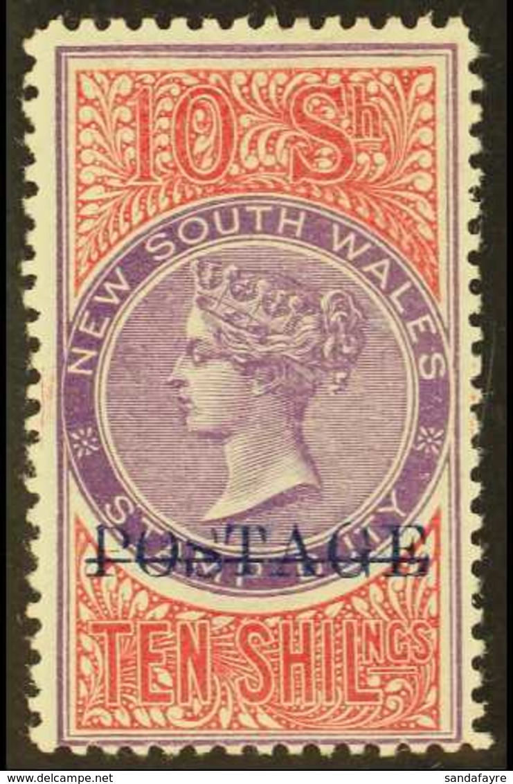 NEW SOUTH WALES 1894-1904 10s Violet & Claret Overprinted "POSTAGE" In Blue Perf 12, SG 275, Fine Mint, Very Fresh. For  - Sonstige & Ohne Zuordnung