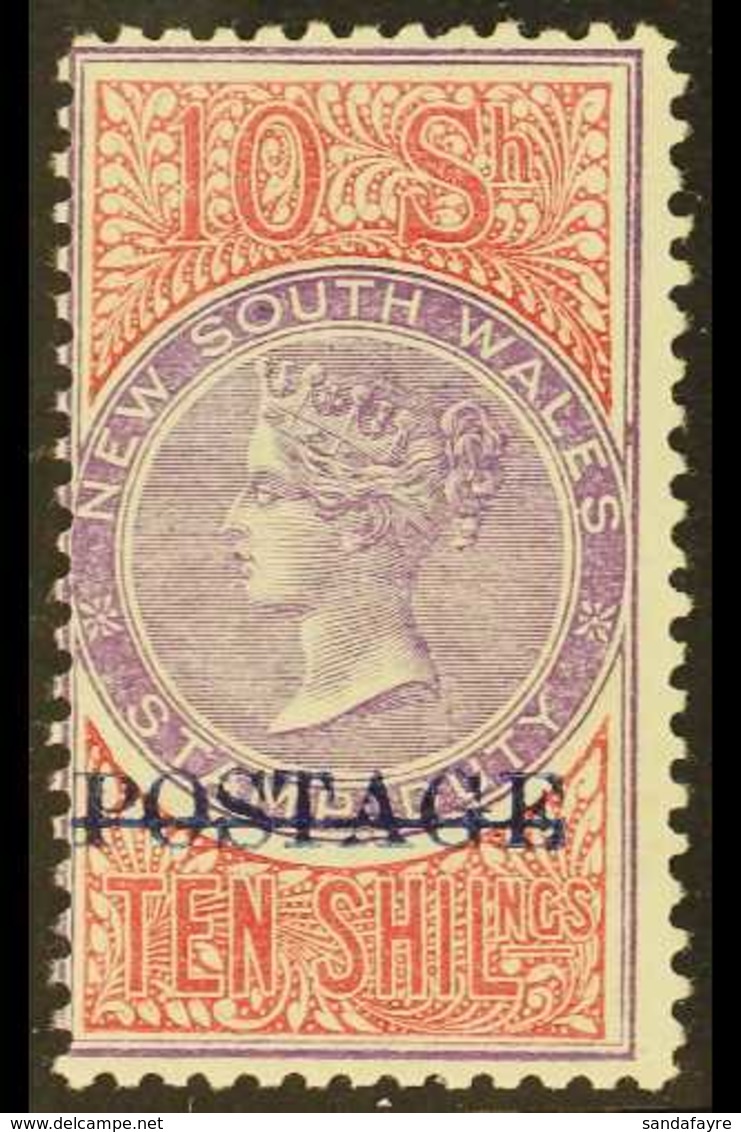 NEW SOUTH WALES 1894-1904 10s Violet & Claret Overprinted "POSTAGE" In Blue Perf 11, SG 275a, Fine Mint, Very Fresh. For - Sonstige & Ohne Zuordnung