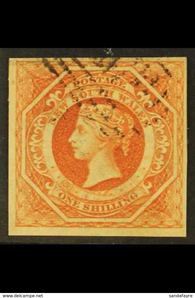 NEW SOUTH WALES 1854-59 1s Rosy Vermilion Diadem, Error Of Watermark "8", SG 99a, Four Good Margins And Neat Part Barred - Sonstige & Ohne Zuordnung