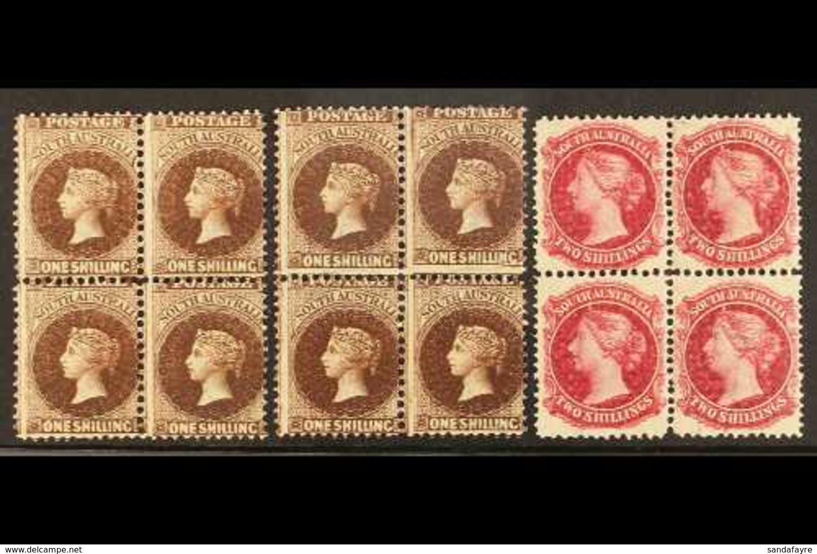 SOUTH AUSTRALIA 1901-02 1s Dark Brown, 1s Dark Reddish Brown & 2s Crimson, SG 147, 148 & 150, Each A Very Fine Mint BLOC - Sonstige & Ohne Zuordnung