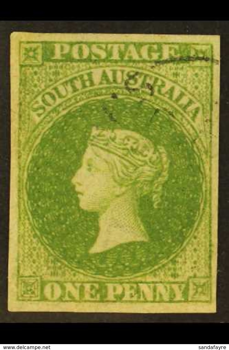 SOUTH AUSTRALIA 1856-58 1d Yellow- Green, SG 6, Used And Extensively Repaired - But Looks Fantastic. Cat £650. For More  - Sonstige & Ohne Zuordnung