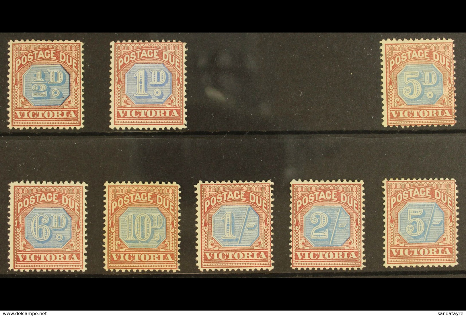 VICTORIA POSTAGE DUES 1890-94 Set Complete (missing 2d & 4d), SG D1-10, Fine Mint, The 10d Without Gum. Fresh & Attracti - Sonstige & Ohne Zuordnung