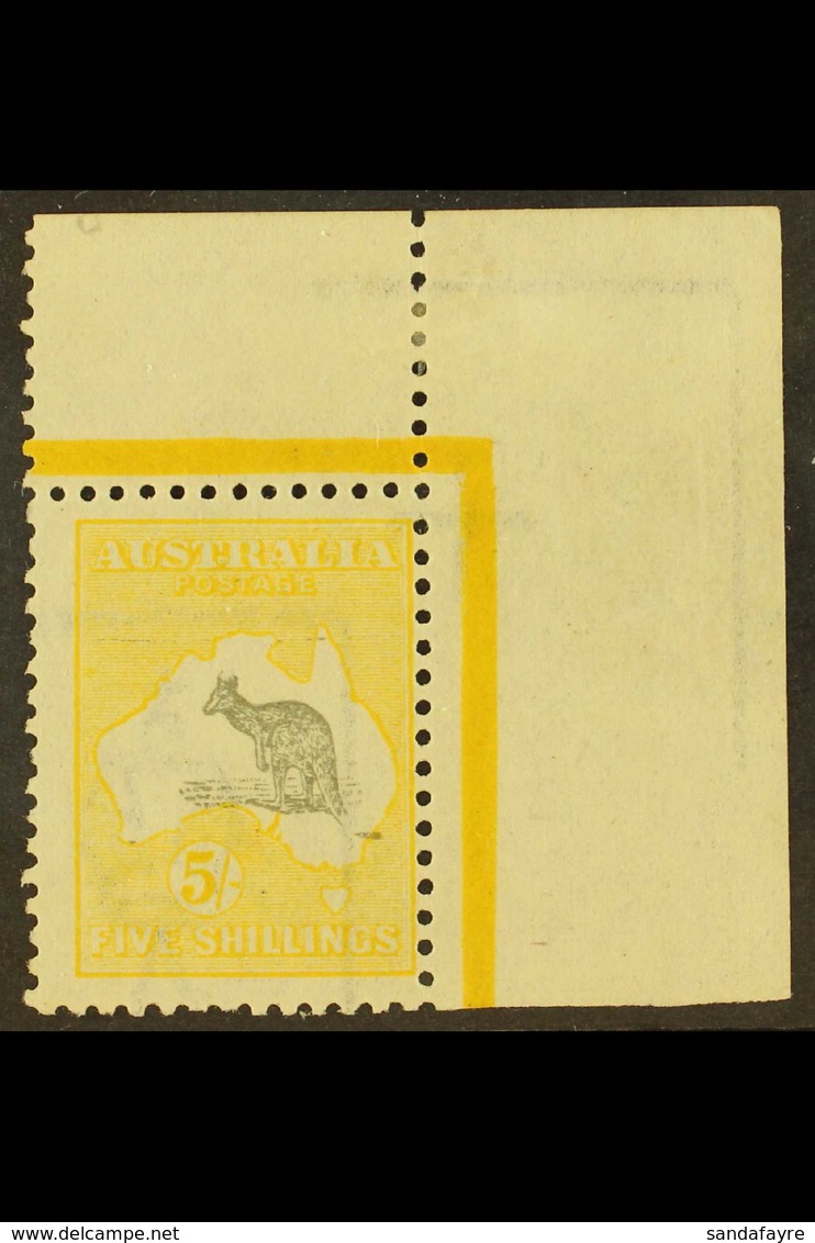 1915-27 5s Grey-black & Yellow, Wmk Narrow Crown, VARIETY Broken Tail On Kangaroo, Brusden White 44(V)e, As SG 42, Very  - Sonstige & Ohne Zuordnung