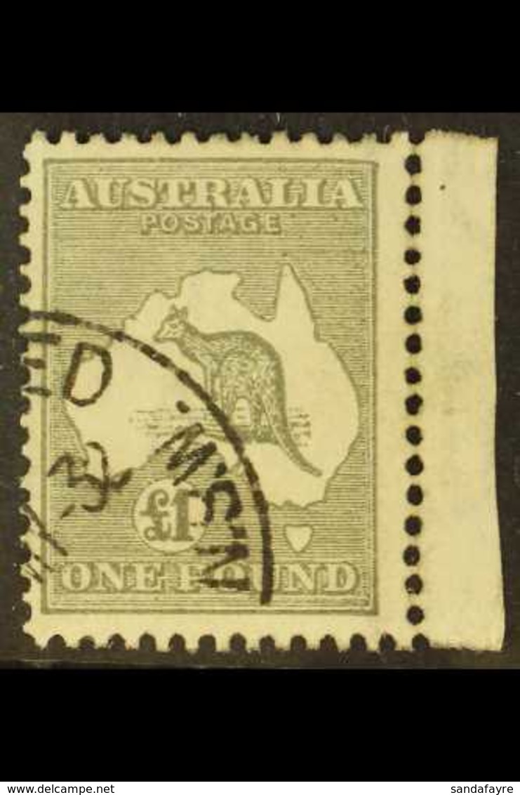 1923-24 £1 Grey Roo, SG 75, A Very Fine Used Right Marginal Example. Lovely! For More Images, Please Visit Http://www.sa - Sonstige & Ohne Zuordnung