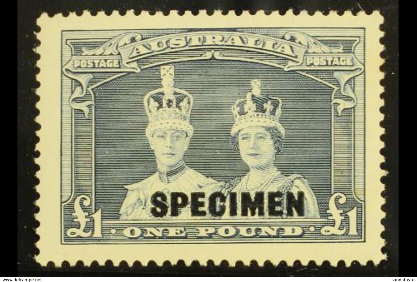 1938 £1 Bluish Slate "Robes" Overprinted "SPECIMEN", SG 178s, Never Hinged Mint. Very Scarce And Desirable. For More Ima - Sonstige & Ohne Zuordnung