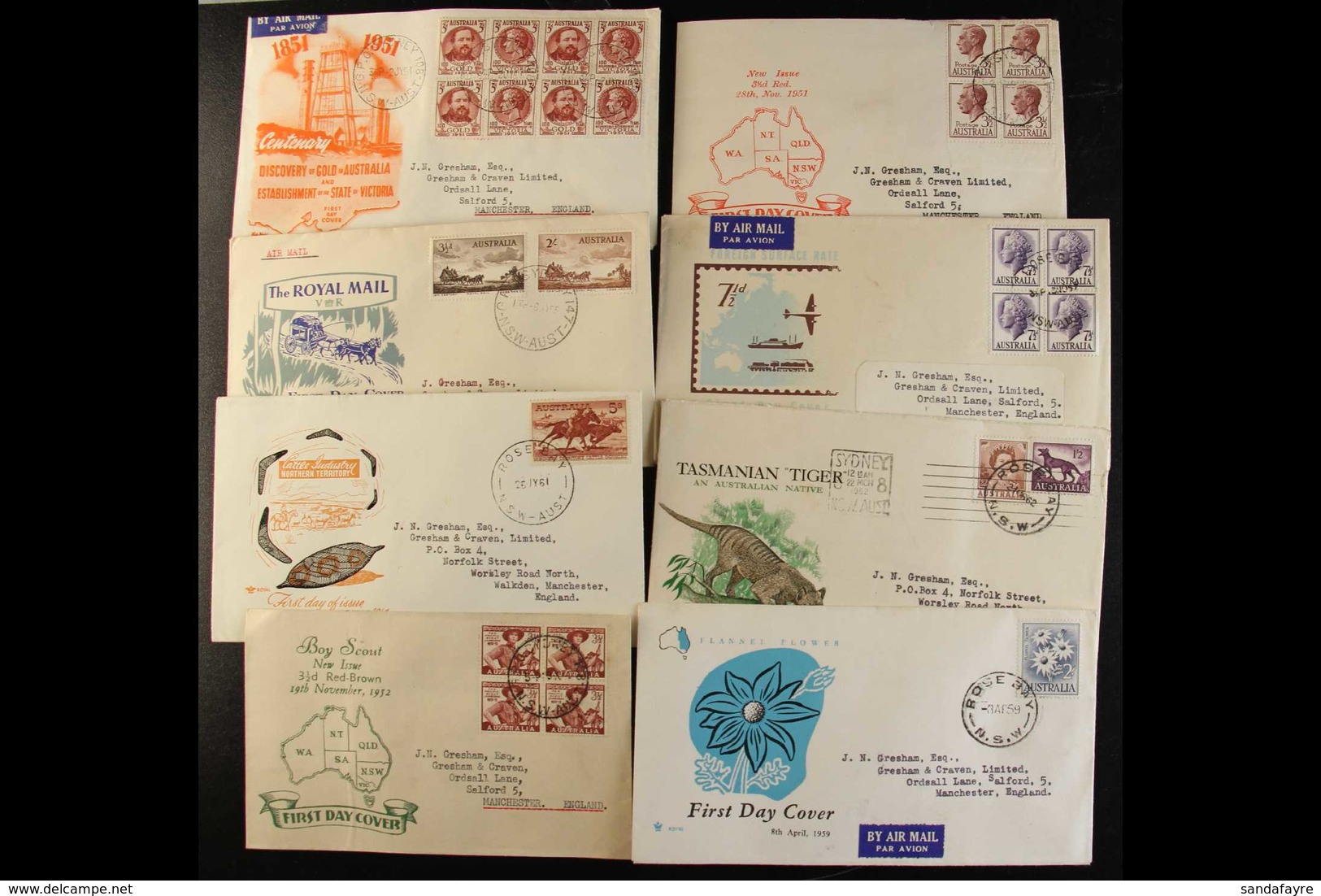 1951-1967 ILLUSTRATED FIRST DAY COVERS All Different Definitive And Commemorative FDC's With Near Typed Address To Engla - Sonstige & Ohne Zuordnung