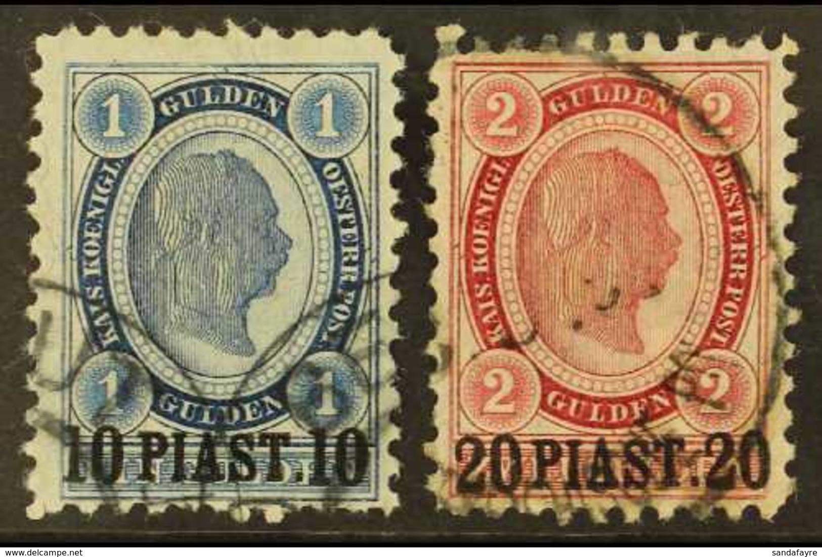 POST OFFICES IN TURKISH EMPIRE 10pi On 1g Blue, 20pi On 2g Red, Mi 26/7, SG 33/4, Very Fine Used (2). For More Images, P - Sonstige & Ohne Zuordnung