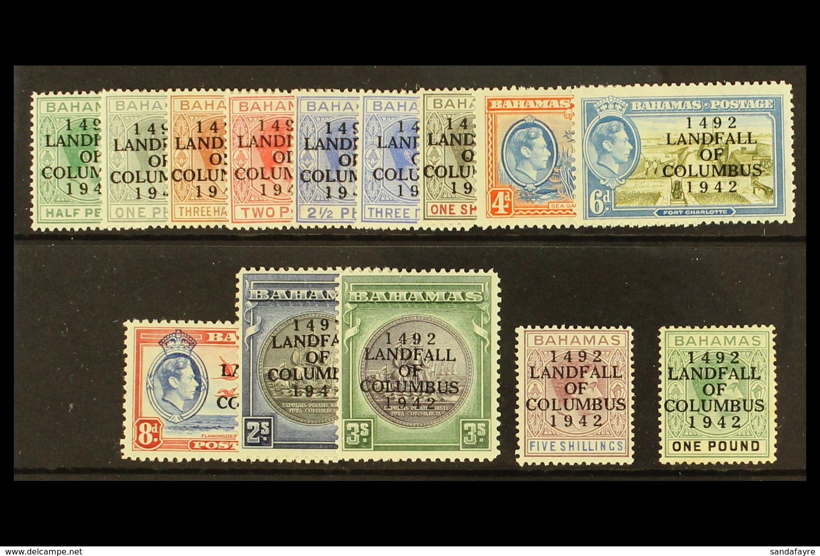 1942 Landfall Of Columbus Set Complete, SG 162/75, Very Fine Mint. (14 Stamps) For More Images, Please Visit Http://www. - Sonstige & Ohne Zuordnung