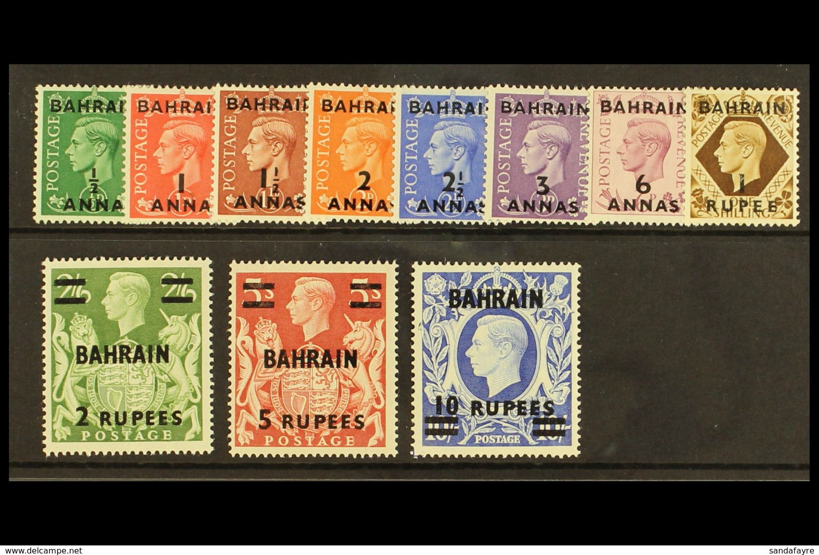 1948-49 Overprints On GB Set, SG 51/60a, Fine Mint. (11) For More Images, Please Visit Http://www.sandafayre.com/itemdet - Bahrein (...-1965)