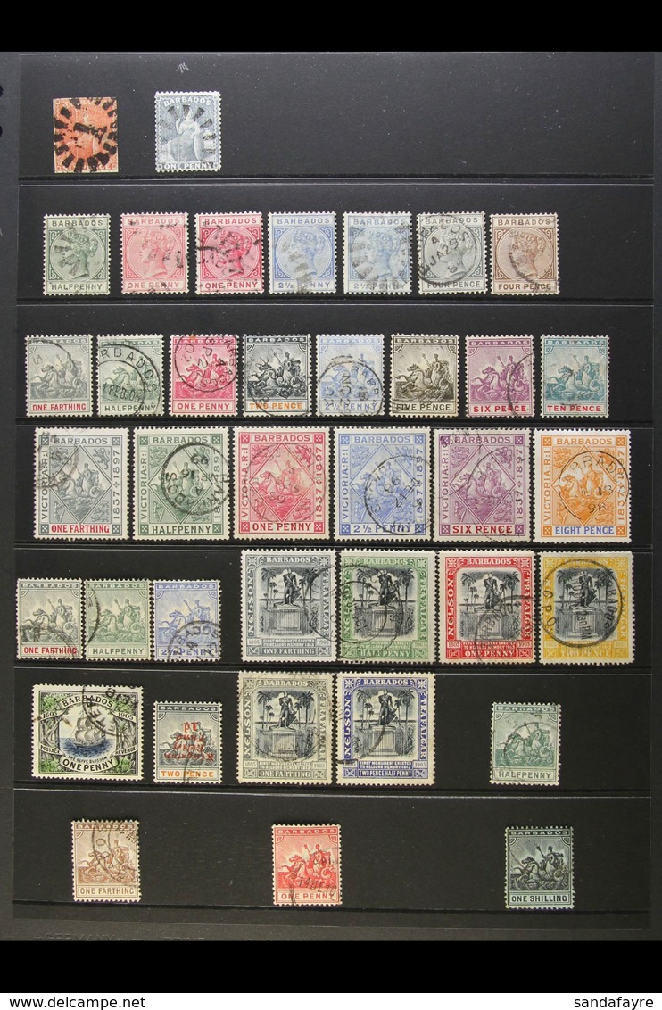 1858-1952 USED COLLECTION Presented On Stock Pages. Includes 1858 6d Imperf, 1882-86 Shaded Range To Both 4d, 1892-193 R - Barbados (...-1966)