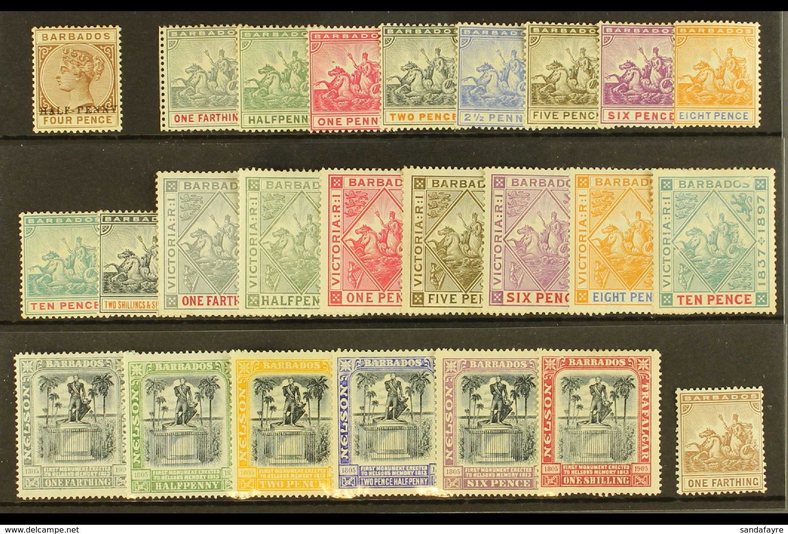 1892-1910 MINT SELECTION Presented On A Stock Card. ALL DIFFERENT And Includes 1892-1903 Set To 2s6d, 1897-98 Jubilee Ra - Barbados (...-1966)