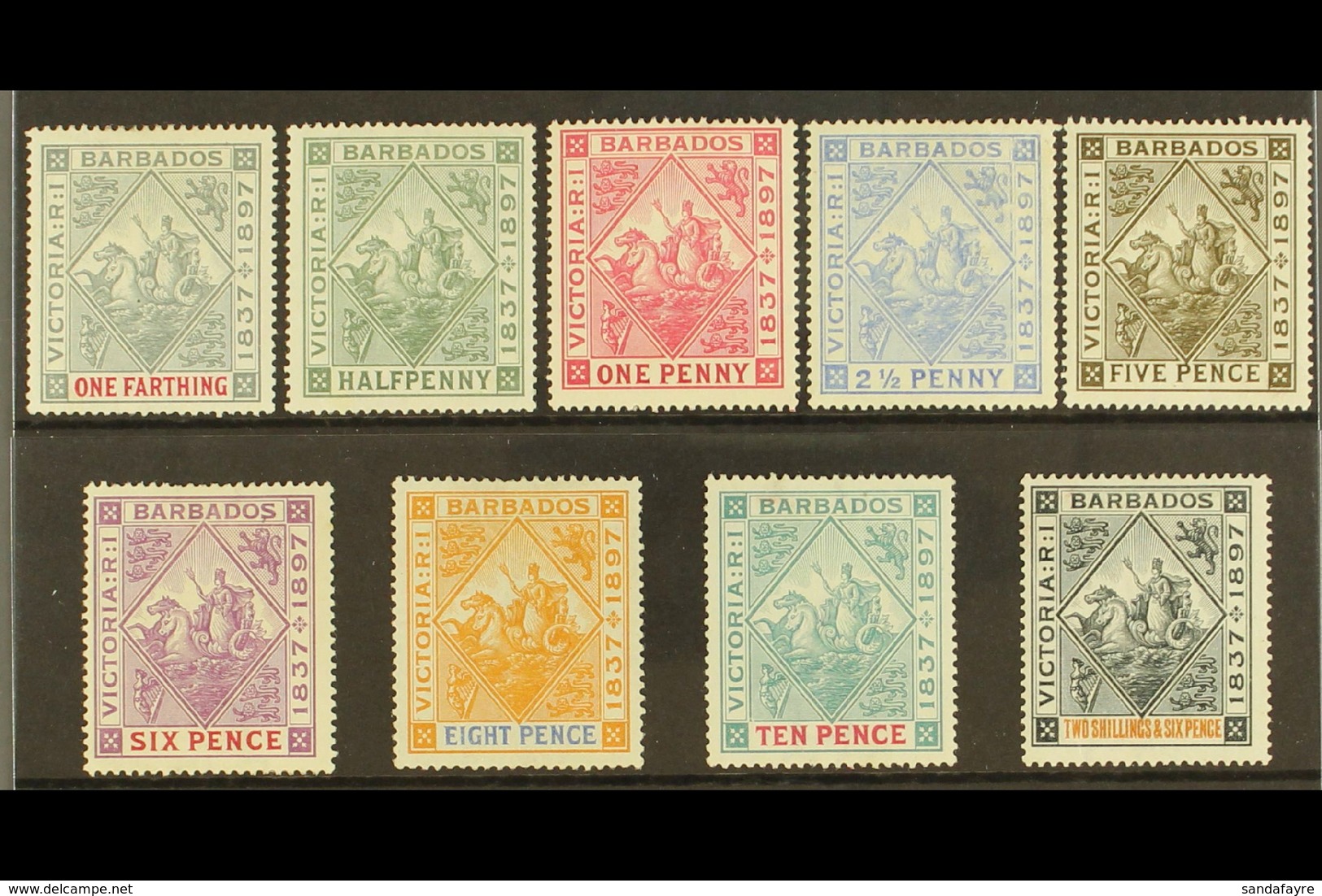 1897-98 Diamond Jubilee Complete Set, SG 116/24, Fine Fresh Mint. (9 Stamps) For More Images, Please Visit Http://www.sa - Barbados (...-1966)