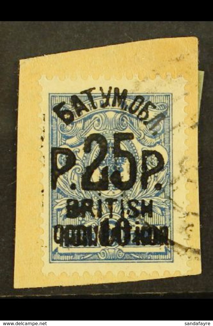 1920 25r On 10 On 7k Blue, SG 30, Used Tied To Small Piece. For More Images, Please Visit Http://www.sandafayre.com/item - Batum (1919-1920)