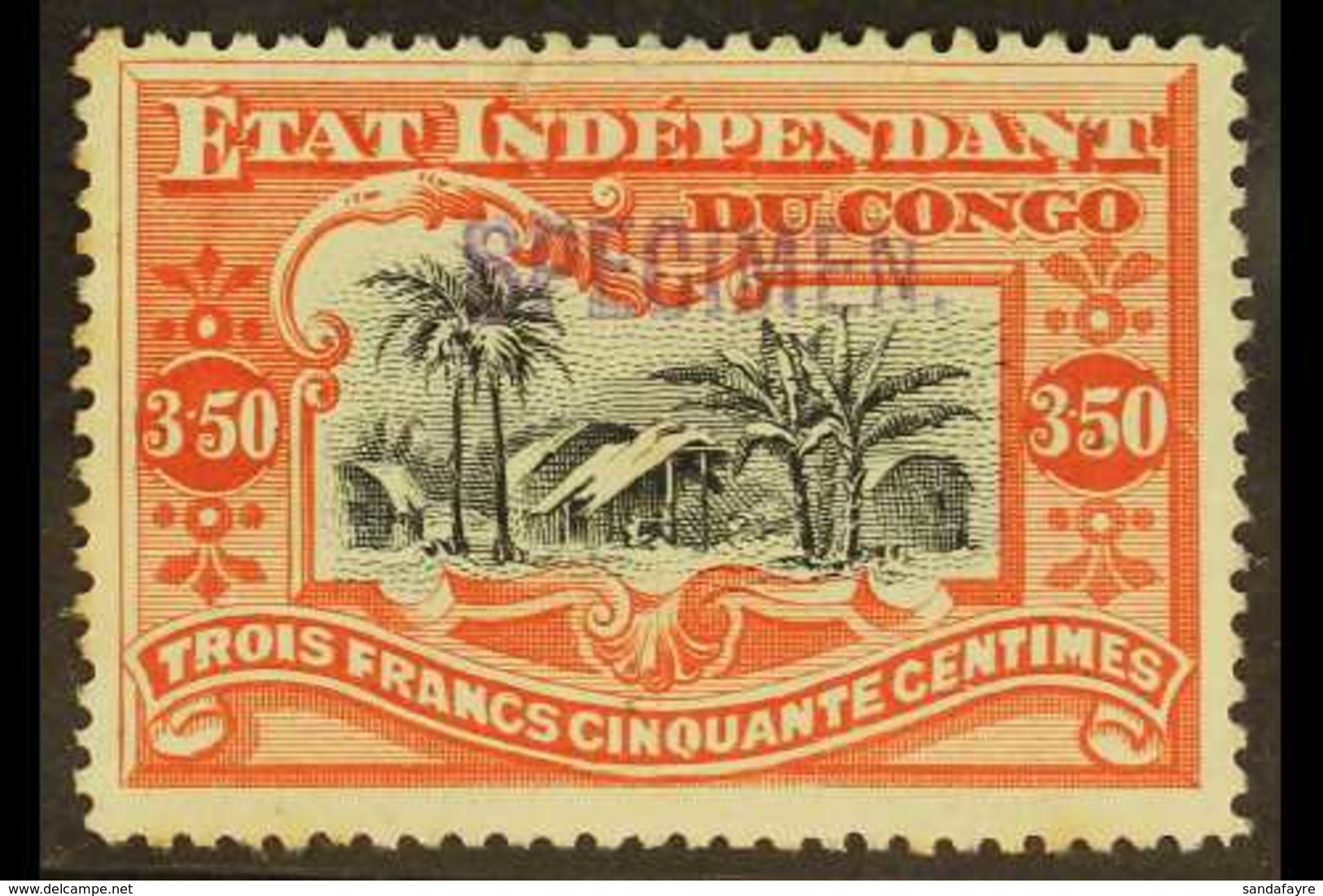 CONGO 1898 3fr 50 Black And Vermilion, SG 28, Overprinted "Specimen" In Violet, Very Fine Mint No Gum. For More Images,  - Sonstige & Ohne Zuordnung