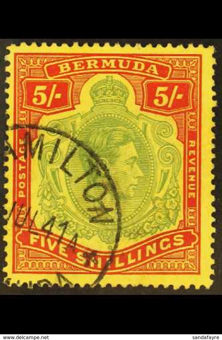 1938-53 5s Pale Green And Red / Yellow, SG 118a, Very Fine Used. For More Images, Please Visit Http://www.sandafayre.com - Bermuda