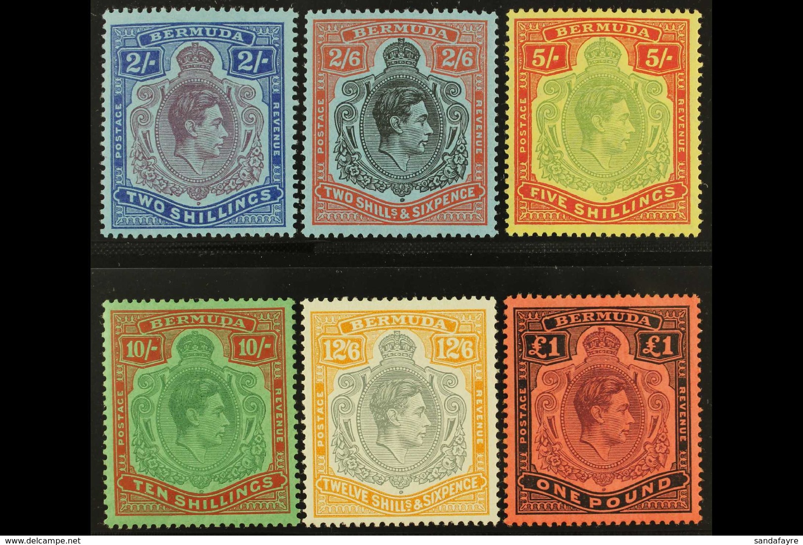 1938-53 KGVI Key Types Perf 14 Complete Set, SG 116d/21c, Very Fine Mint, Very Fresh. (6 Stamps) For More Images, Please - Bermuda