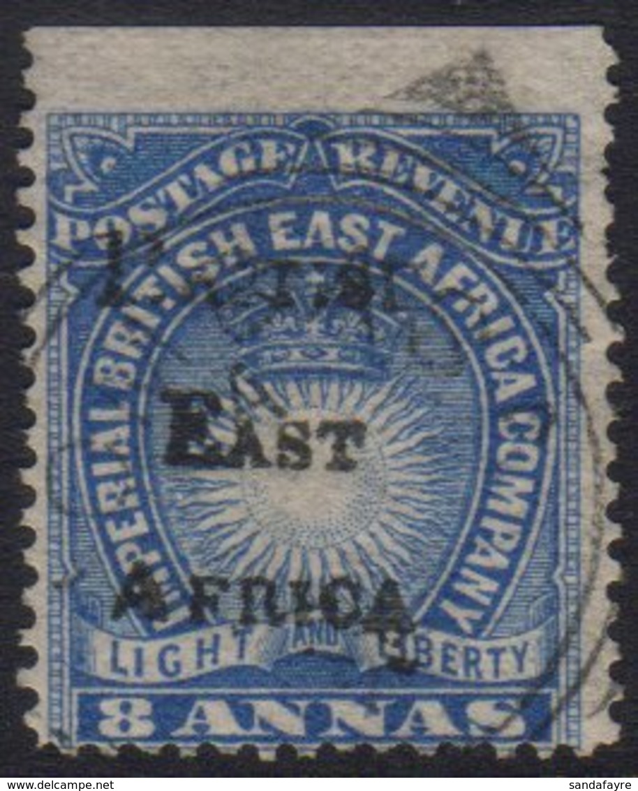 1895-96 8a Blue, Handstamped SG 42, Upper Marginal Example With Neat Part Mombassa Squared Circle.  For More Images, Ple - British East Africa