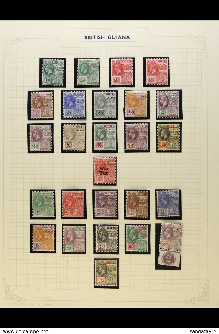 1913-1951 COMPLETE FINE MINT COLLECTION In Hingeless Mounts On Leaves, ALL DIFFERENT, Inc 1913-21 Set, 1921-27 Set, 1931 - Britisch-Guayana (...-1966)