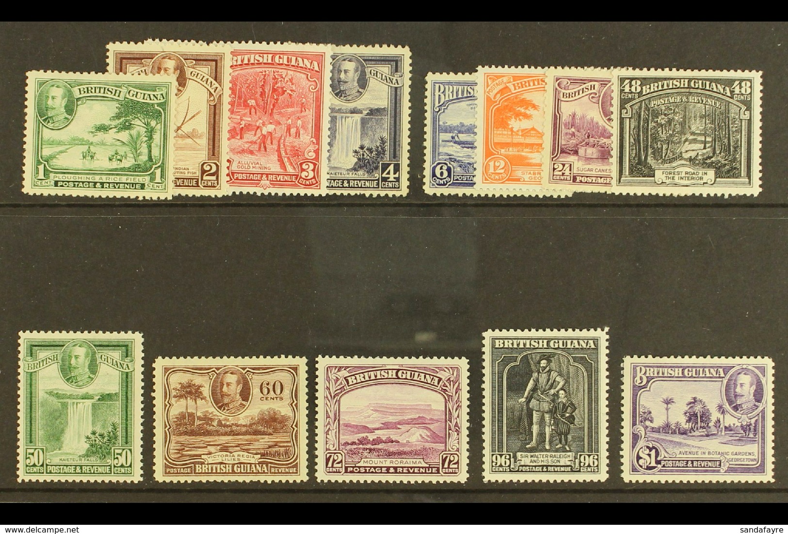 1934-51 Complete Definitive Set, SG 288/300, Fine Mint. (13 Stamps) For More Images, Please Visit Http://www.sandafayre. - Britisch-Guayana (...-1966)