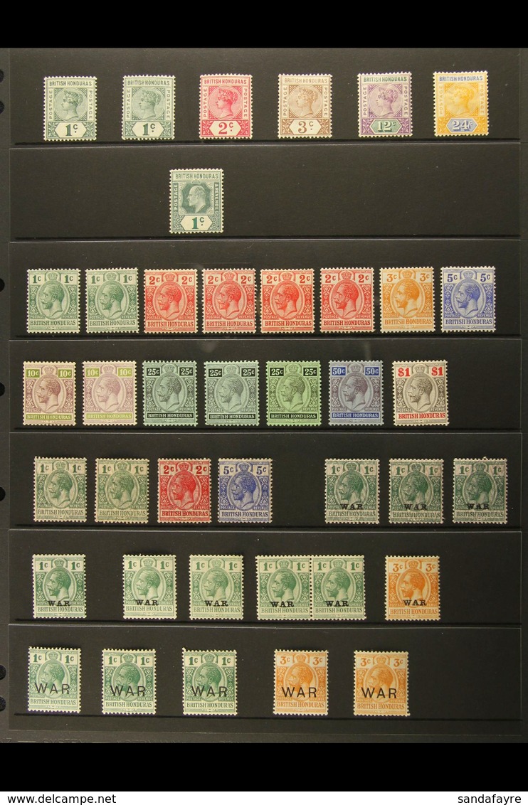 1891-1937 VERY FINE MINT COLLECTION Neatly Presented On Stock Pages. Includes 1891 QV Range To 24c, 1904-07 1c, 1913-21  - Britisch-Honduras (...-1970)
